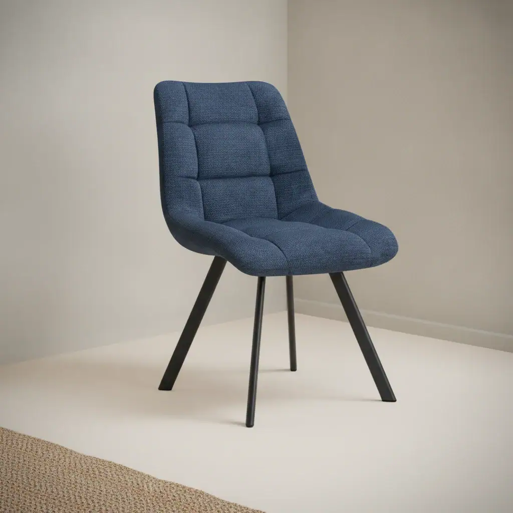 Eetkamerstoel Lizzy blauw stof set van 2