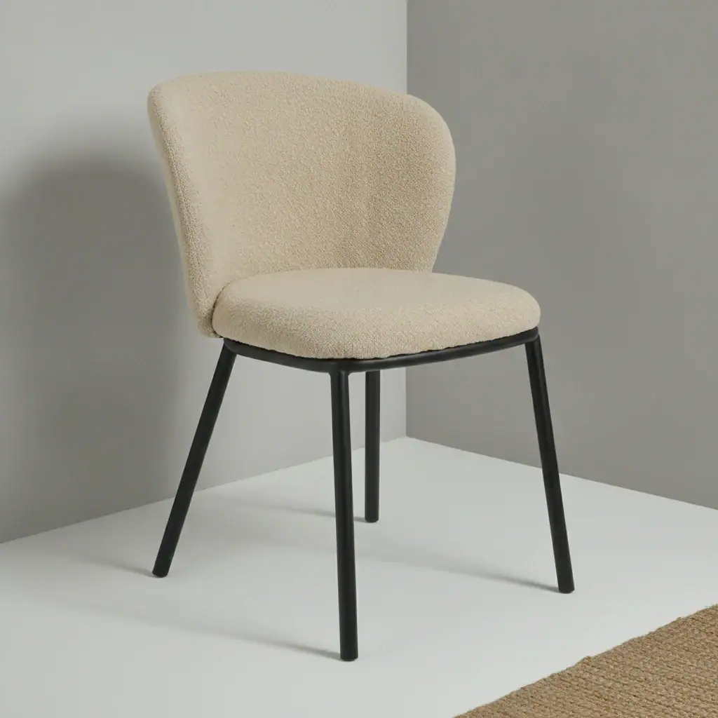 Eetkamerstoel Loa taupe bouclé