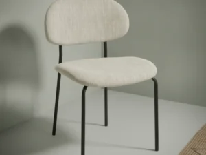 Eetkamerstoel  Loana beige stof metalen frame