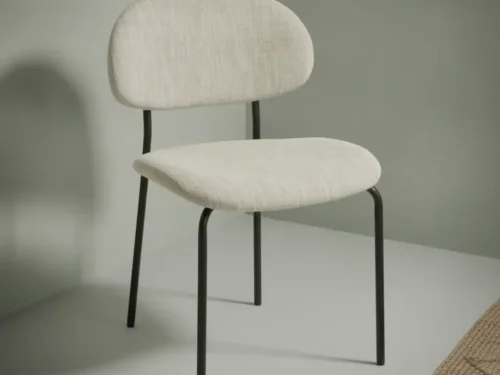 Eetkamerstoel  Loana beige stof metalen frame