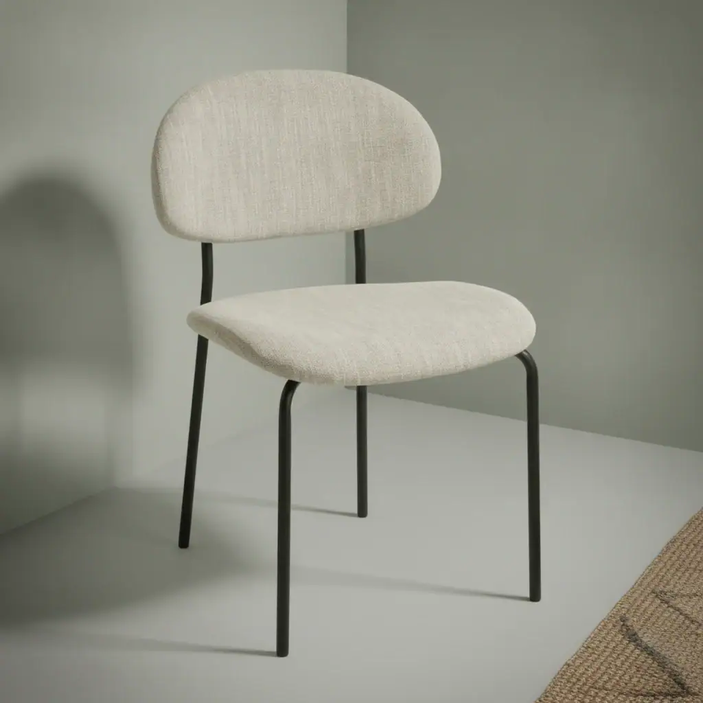 Eetkamerstoel Loana beige stof metalen frame