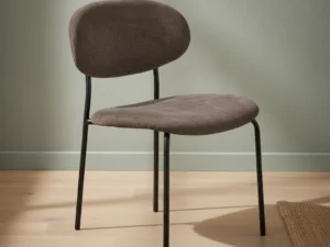 Eetkamerstoel  Loina Donkerbruin stof metalen frame