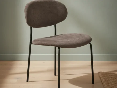 Eetkamerstoel  Loina Donkerbruin stof metalen frame