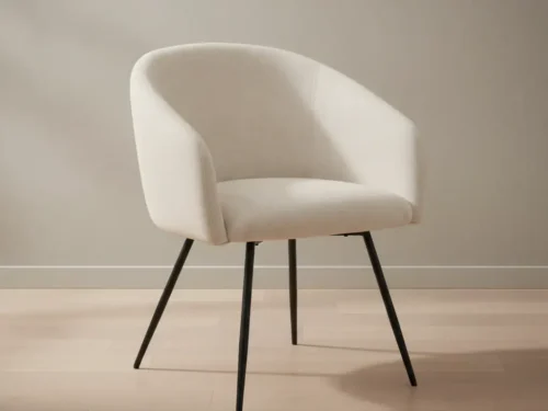 Eetkamerstoel Loino wit stof  metalen frame