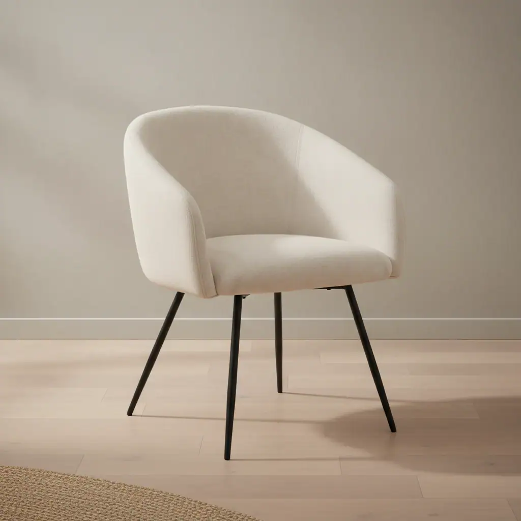 Eetkamerstoel Loino wit stof metalen frame