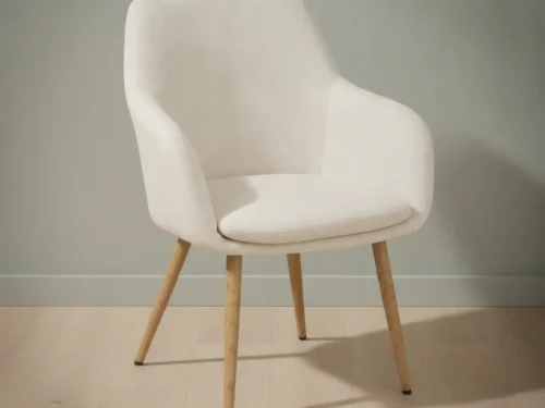 Eetkamerstoel  Loira wit stof metalen frame