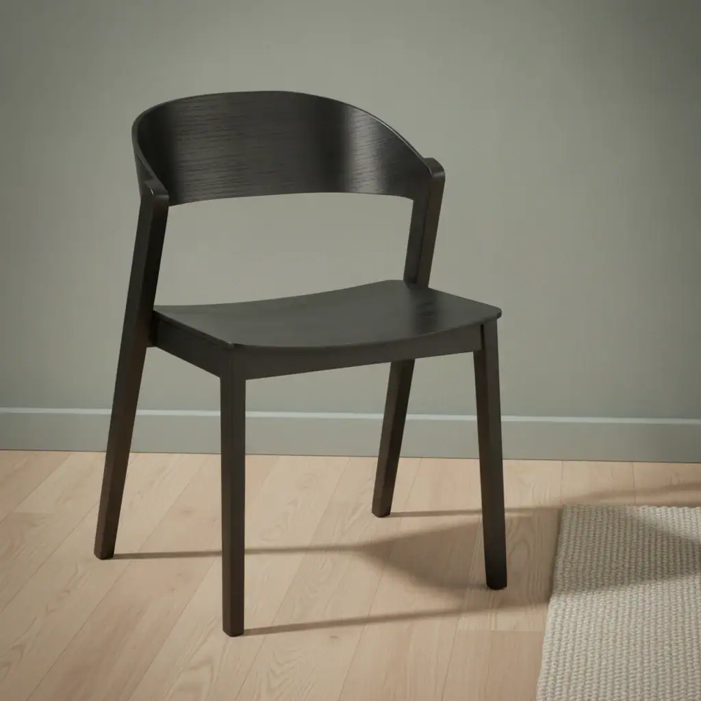 Eetkamerstoel Loiva wit stof eikenhout metalen frame