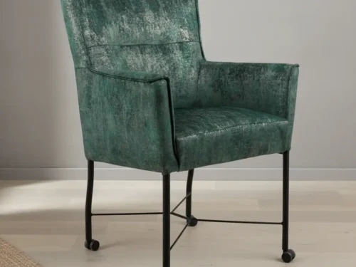 Eetkamerstoel  London amazonite met wieltjes