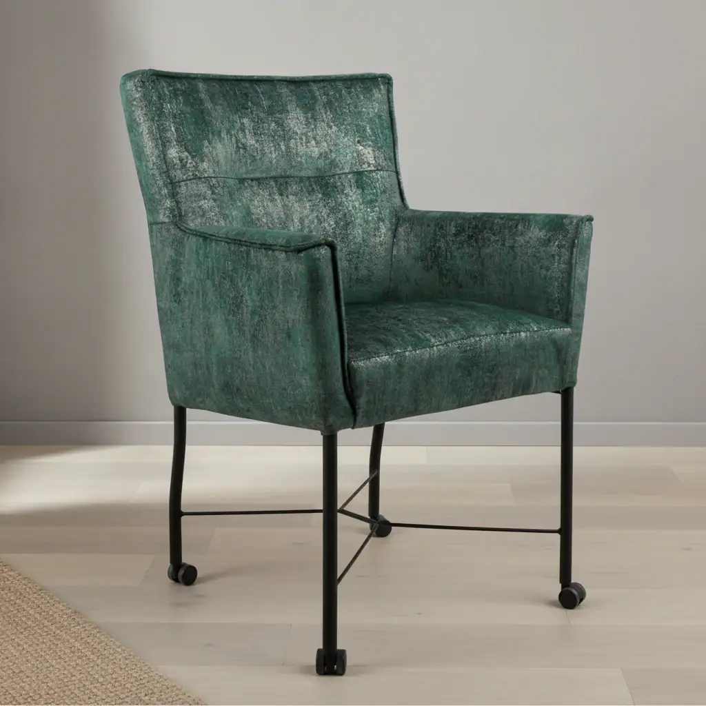 Eetkamerstoel London amazonite met wieltjes