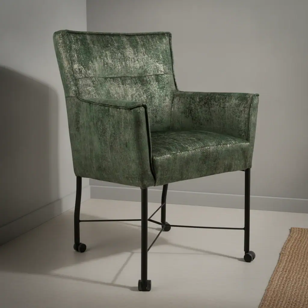 Eetkamerstoel London malachite met wieltjes