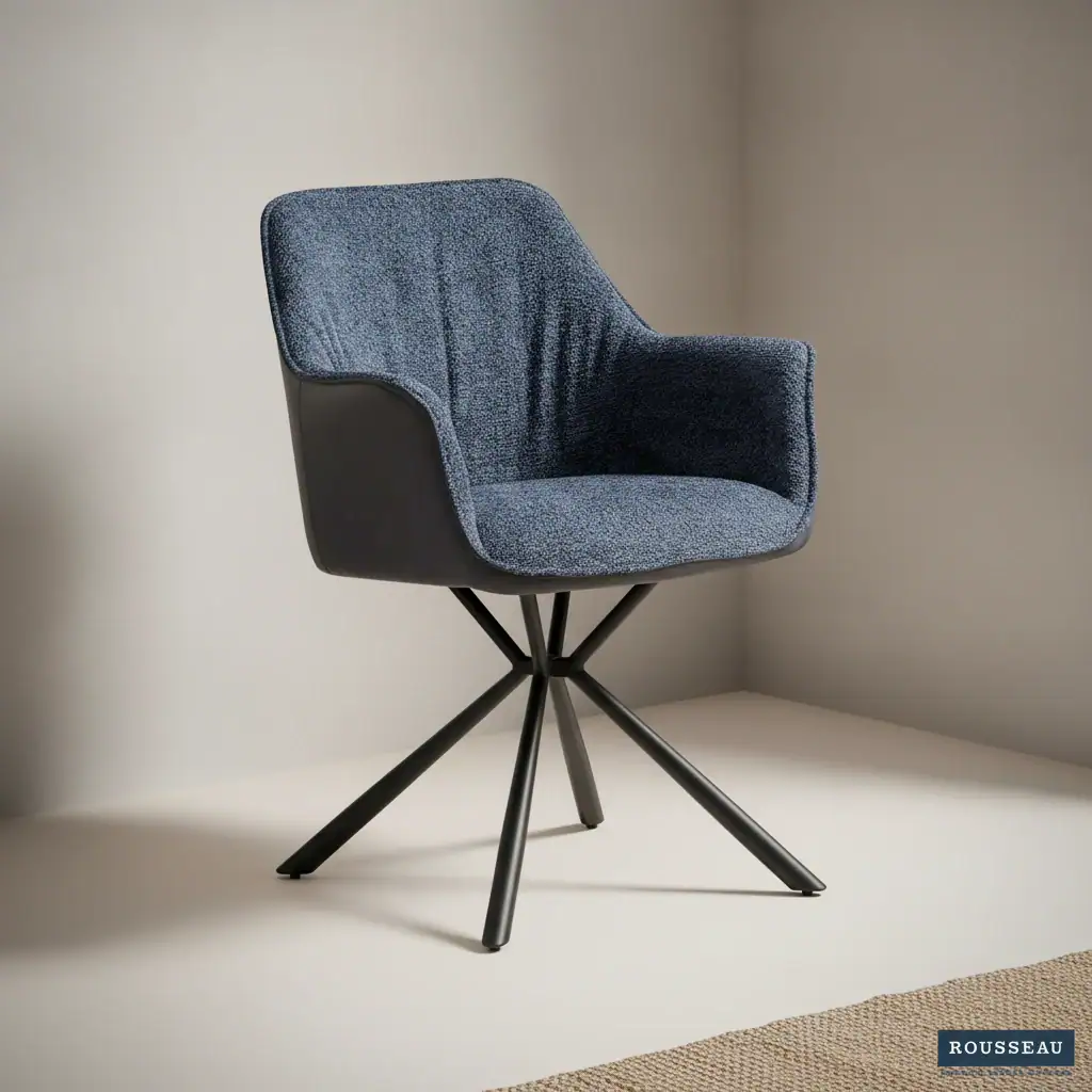 Eetkamerstoel Lucie blauw PU-kunstleer bouclé set van 2