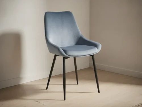 Eetkamerstoel  Mirano blauw fluweel set van 2