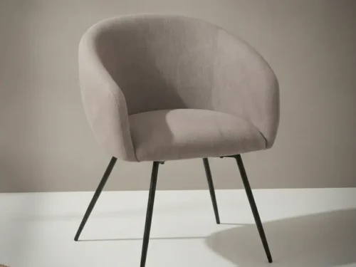 Eetkamerstoel  Naara taupe stof metalen frame