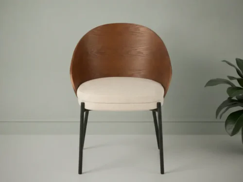 Eetkamerstoel Naino bruin grijs  stof metalen frame