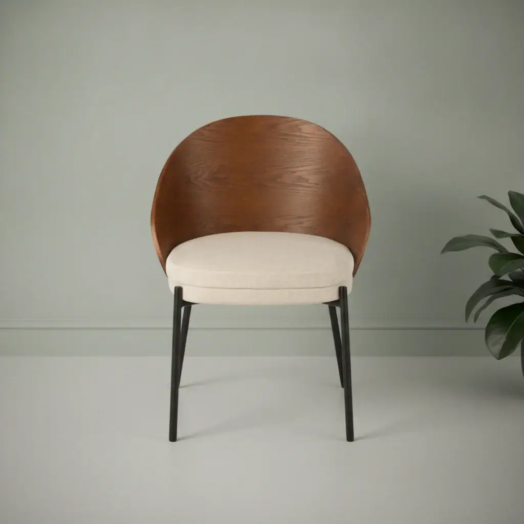 Eetkamerstoel Naino bruin grijs stof metalen frame