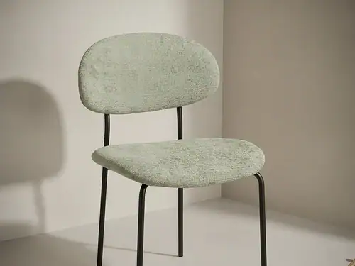 Eetkamerstoel  Naiva groen stof metalen frame