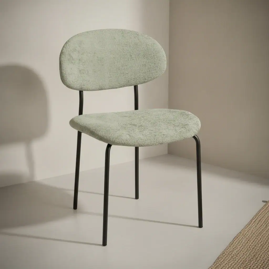 Eetkamerstoel Naiva groen stof metalen frame