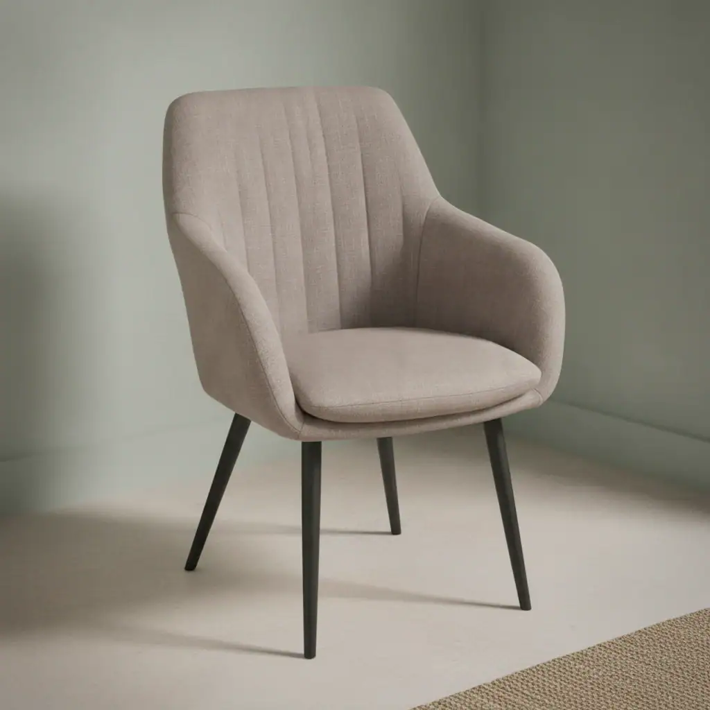 Eetkamerstoel Naoro taupe stof metalen frame