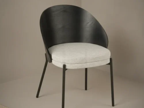 Eetkamerstoel Naoviax zwart  grijs stof metalen frame