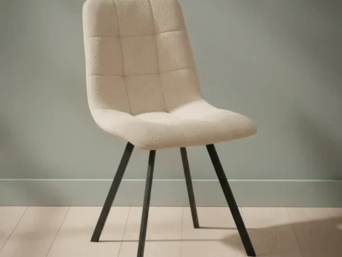 Eetkamerstoel Nauno wit stof  metalen frame