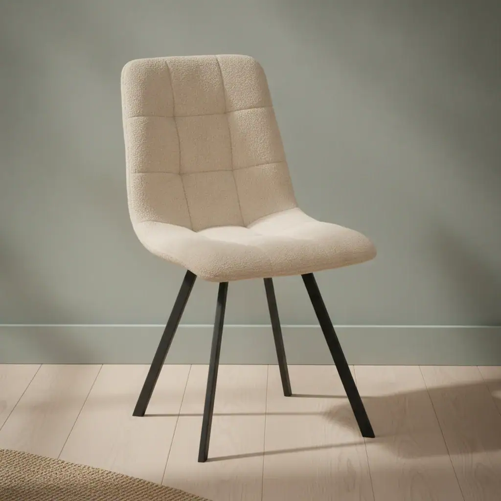 Eetkamerstoel Nauno wit stof metalen frame