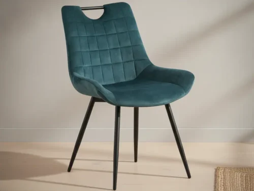 Eetkamerstoel Nina petrol  fluweel set van 2