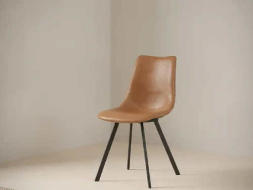 Eetkamerstoel Oslo cognac  PU-kunstleer set van 2
