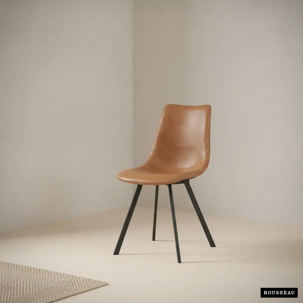 Eetkamerstoel Oslo cognac PU-kunstleer set van 2