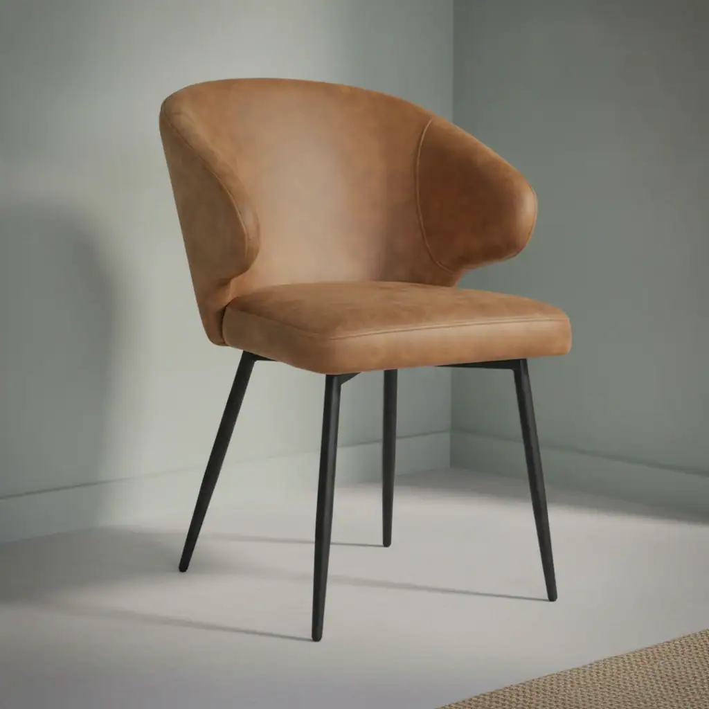 Eetkamerstoel Pete cognac microleder