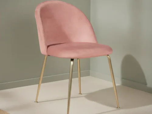 Eetkamerstoel Rauskello Velvet Roze - Set van 2