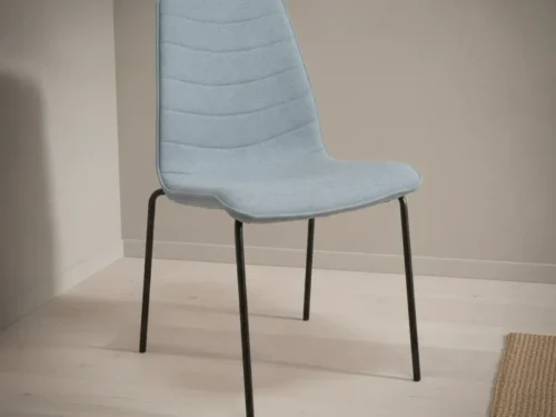 Eetkamerstoel Rooro blauw  wolvilt met armleuning stapelbaar