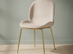 Eetkamerstoel  Saario beige fluweel gebogen rug set van 2