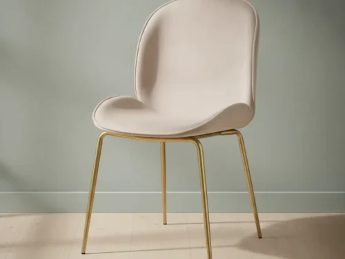 Eetkamerstoel  Saario beige fluweel gebogen rug set van 2