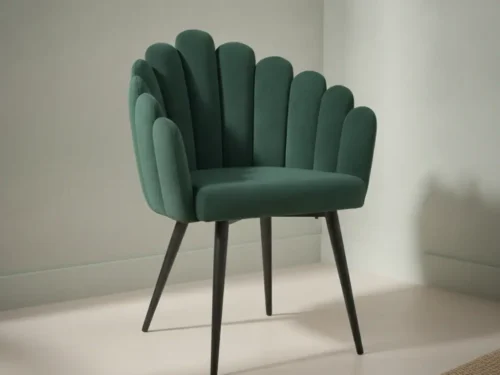 Eetkamerstoel Saovia groen  fluweel metalen frame