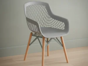 Eetkamerstoel  Taona grijs kunststof houten frame set van 2