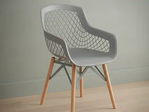 Eetkamerstoel  Taona grijs kunststof houten frame set van 2