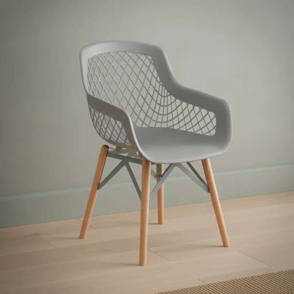 Eetkamerstoel Taona grijs kunststof houten frame set van 2