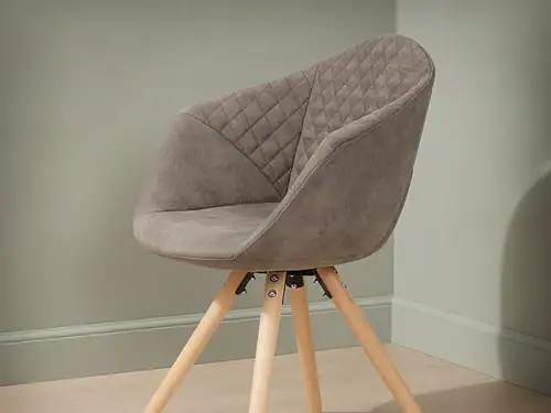 Eetkamerstoel Tauno bruin grijs  stof metalen frame set van 2