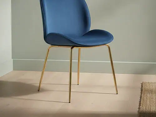 Eetkamerstoel Vearo blauw  fluweel gebogen rug set van 2