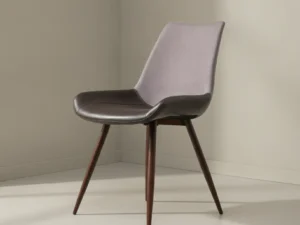 Eetkamerstoel  Veelia Donkerbruin stof houten frame set van 2