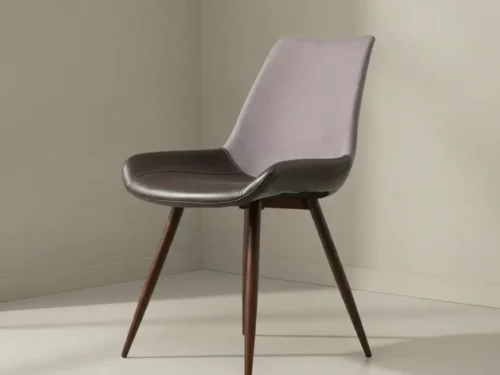 Eetkamerstoel  Veelia Donkerbruin stof houten frame set van 2