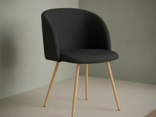 Eetkamerstoel  Veovia zwart stof metalen frame set van 2