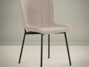 Eetkamerstoel Viira beige zwart  boucl√© metalen frame set van 2