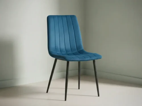 Eetkamerstoel Willis blauw  fluweel set van 4