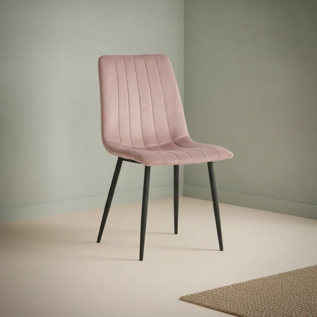 Eetkamerstoel Willis roze fluweel set van 4