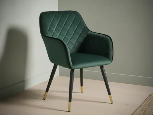 Eetkamerstoel  Zoalia Donkergroen zwart fluweel metalen frame