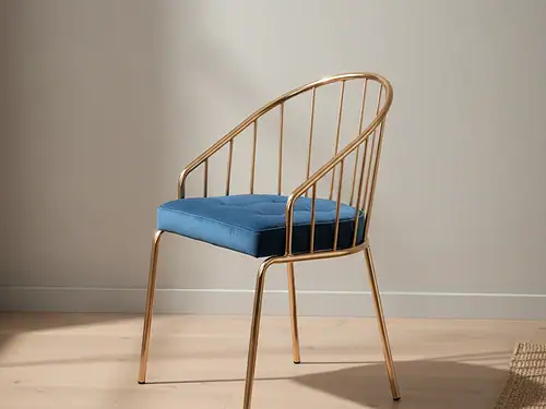 Eetkamerstoel  Zoara donkerblauw fluweel metalen frame