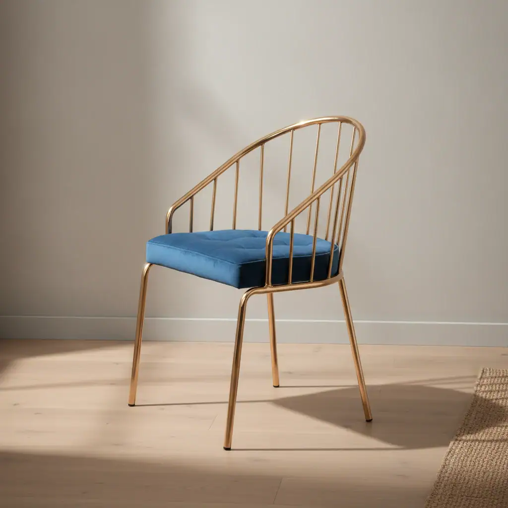 Eetkamerstoel Zoara donkerblauw fluweel metalen frame