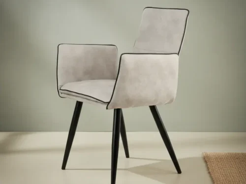 Eetkamerstoel Zoino lichtgrijs  PU-kunstleer set van 2