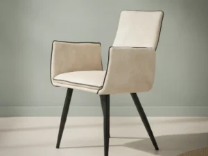Eetkamerstoel Zooro beige  PU-kunstleer met armleuning set van 2